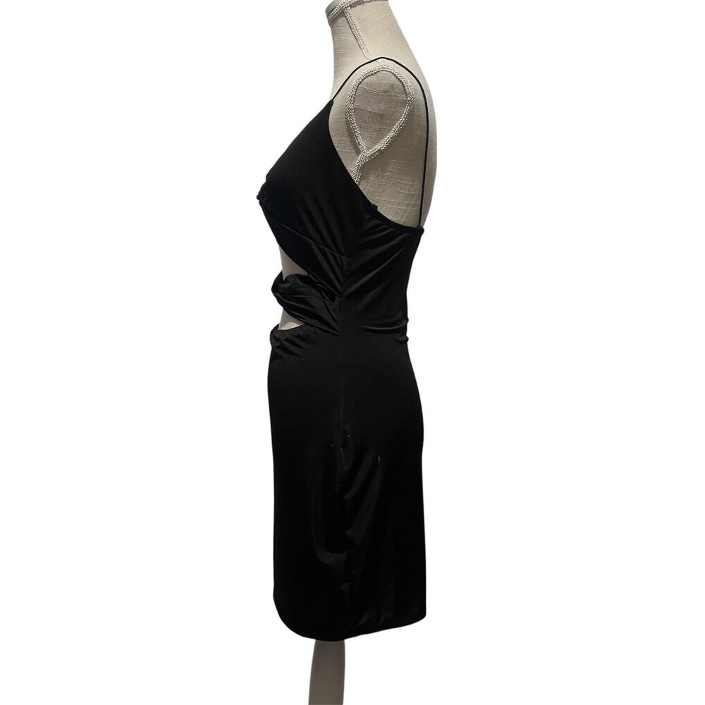 Windsor Black Twist Front Cut Out‎ Detail Mini Dress Large Y2K Party Bodycon - Picture 2 of 6
